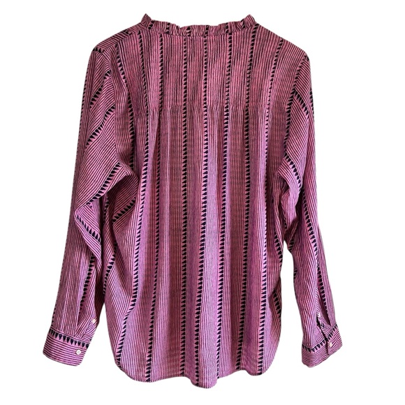 J. Crew long sleeve airy pin tuck ruffled peasant blouse L excellent condition - Picture 7 of 11